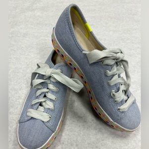 Keds Triple Kick Dream Foam Embroidered Denim Platform Lace Up Sneakers Women 9